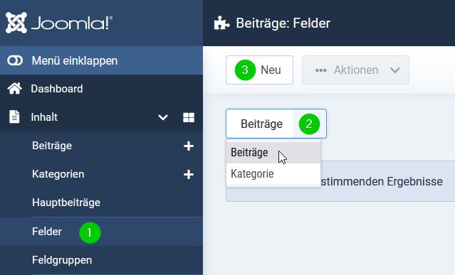 Feld anlegen