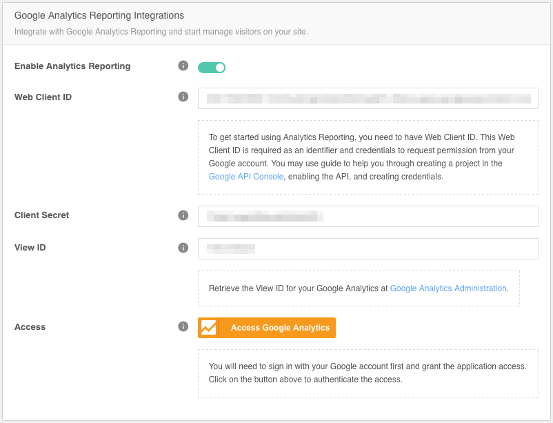 Google Analytics Reporting Integration