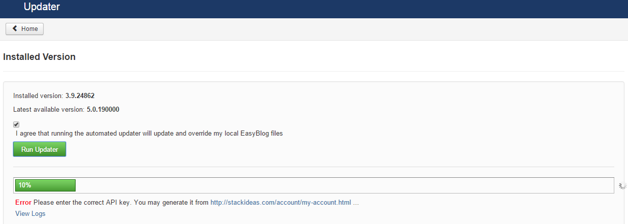 Failed Legacy EasyBlog Upgrade
