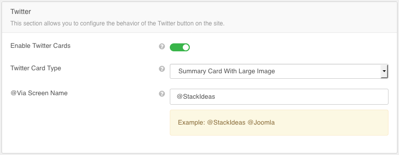 Twitter General Options
