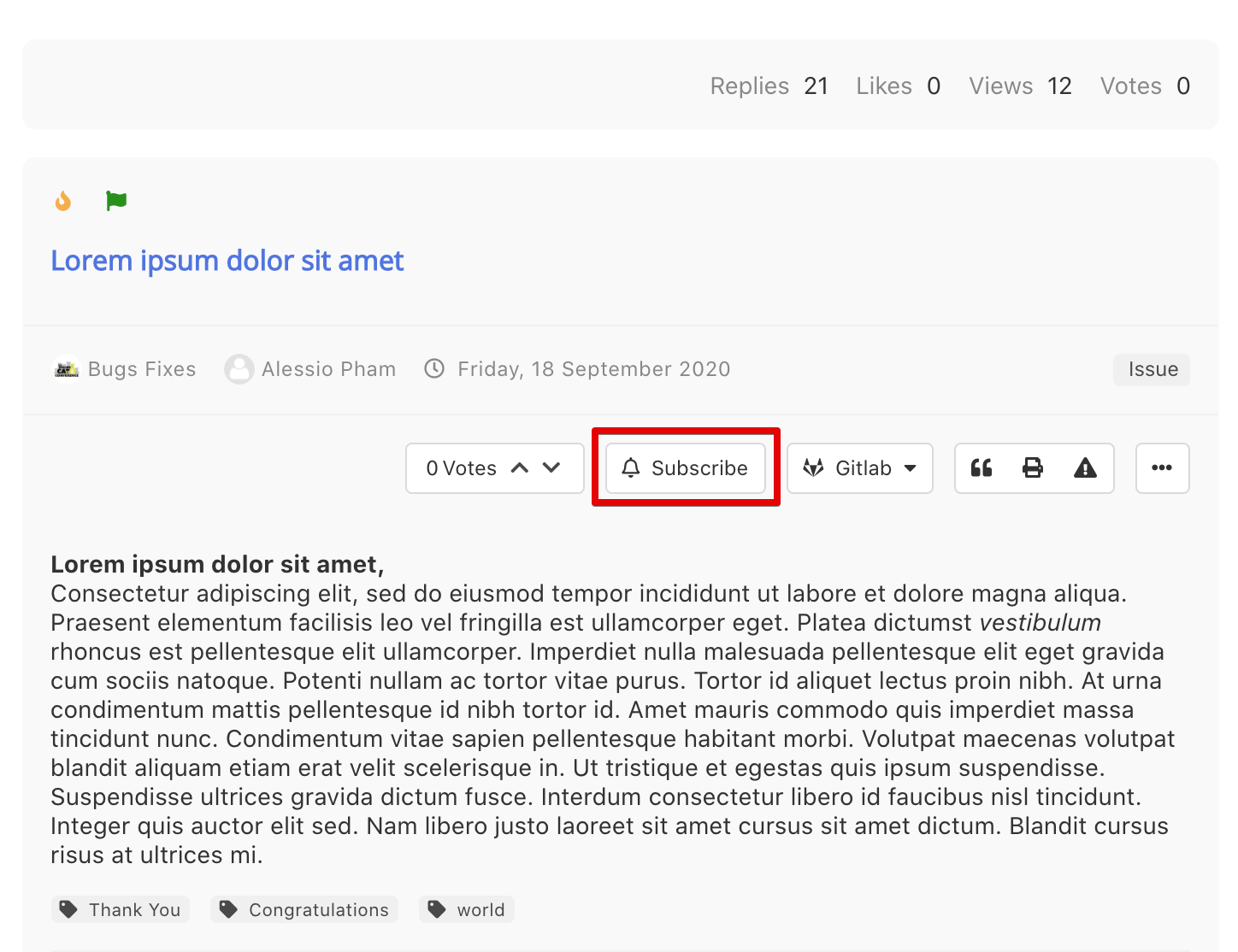 Subscription's Frontend
