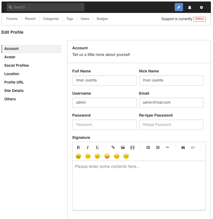 Edit Profile Layout