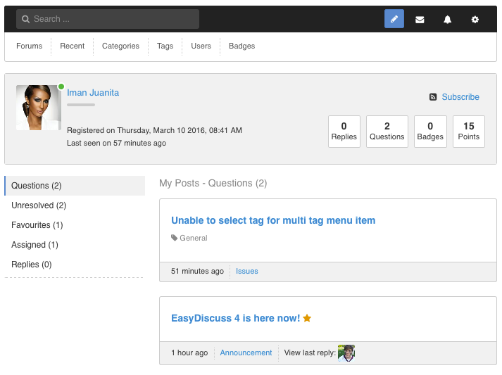 User Profile Layout