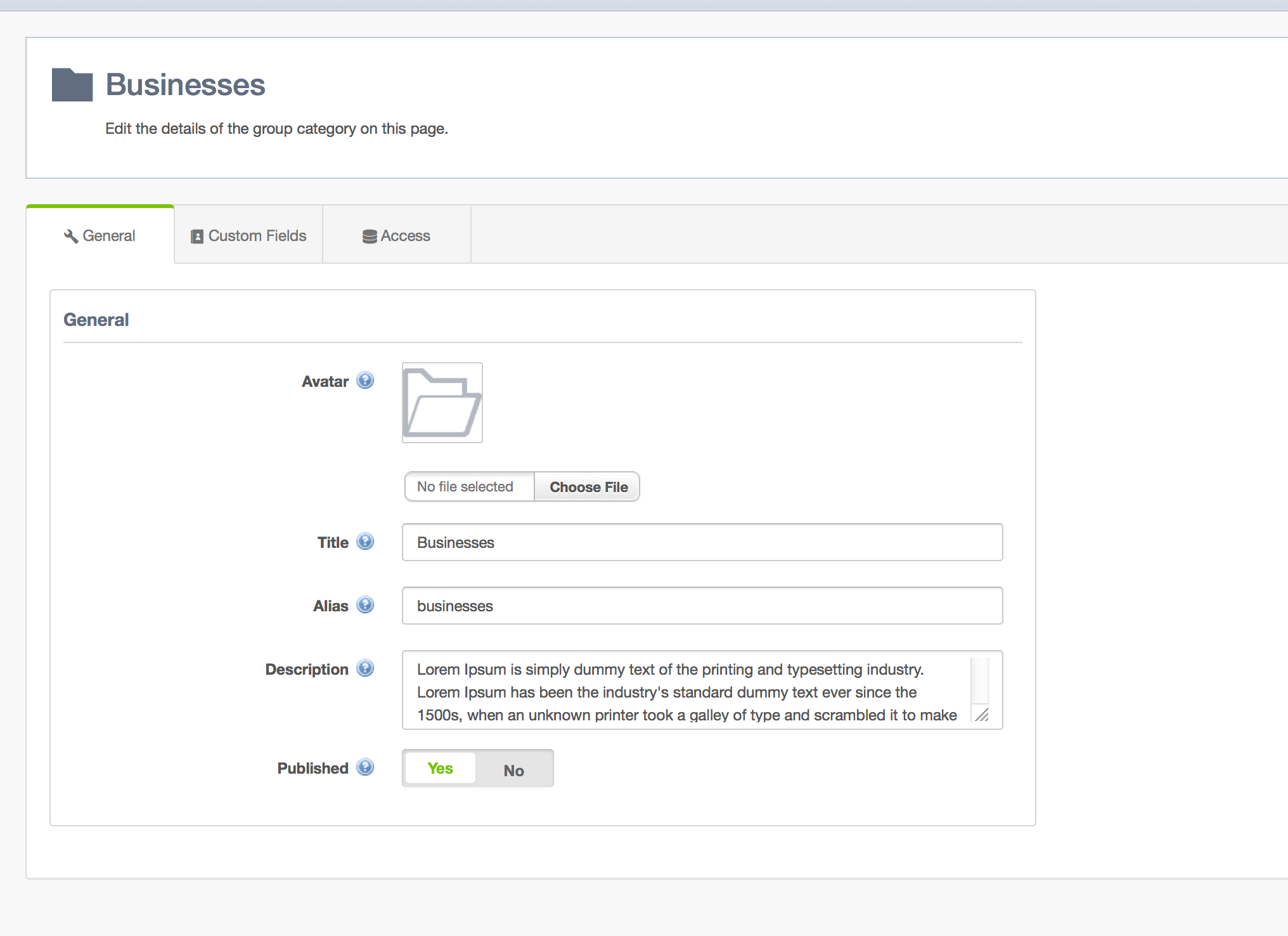Group Categories General Settings in EasySocial