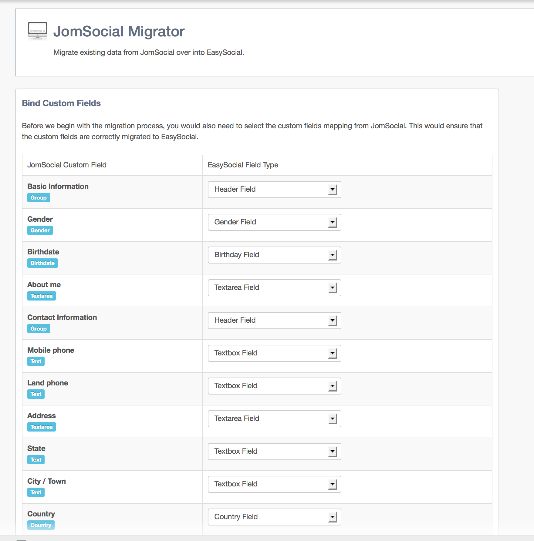 JomSocial User Migration Step 2