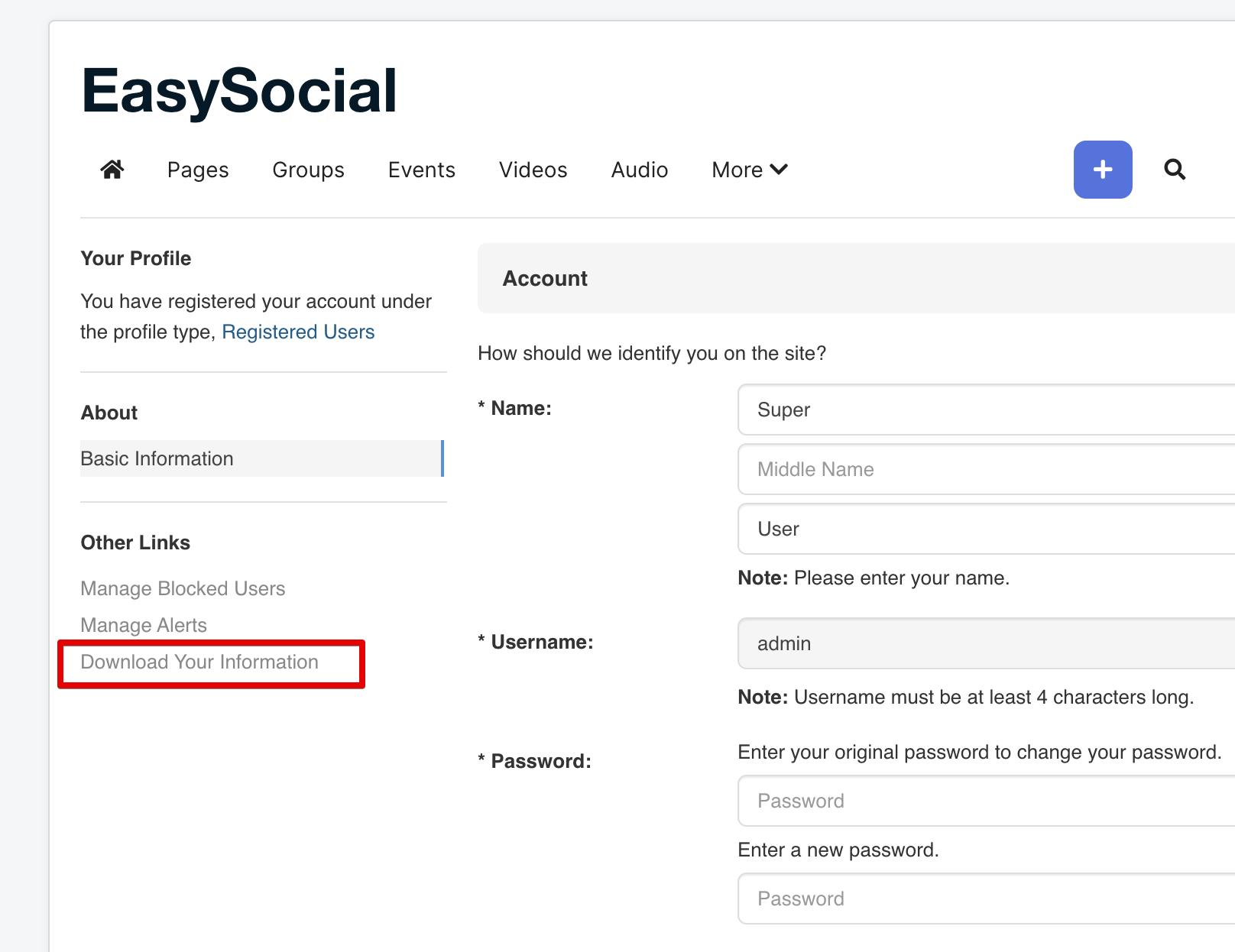 GDPR Settings Integration