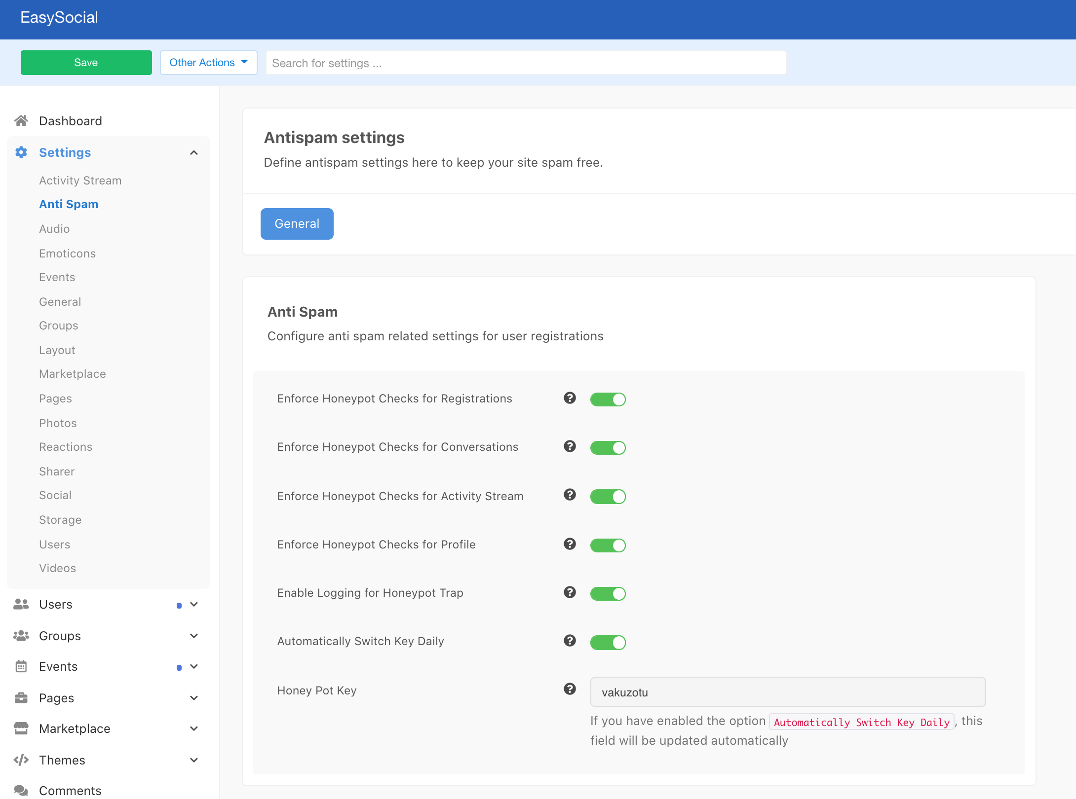 Honeypot Settings
