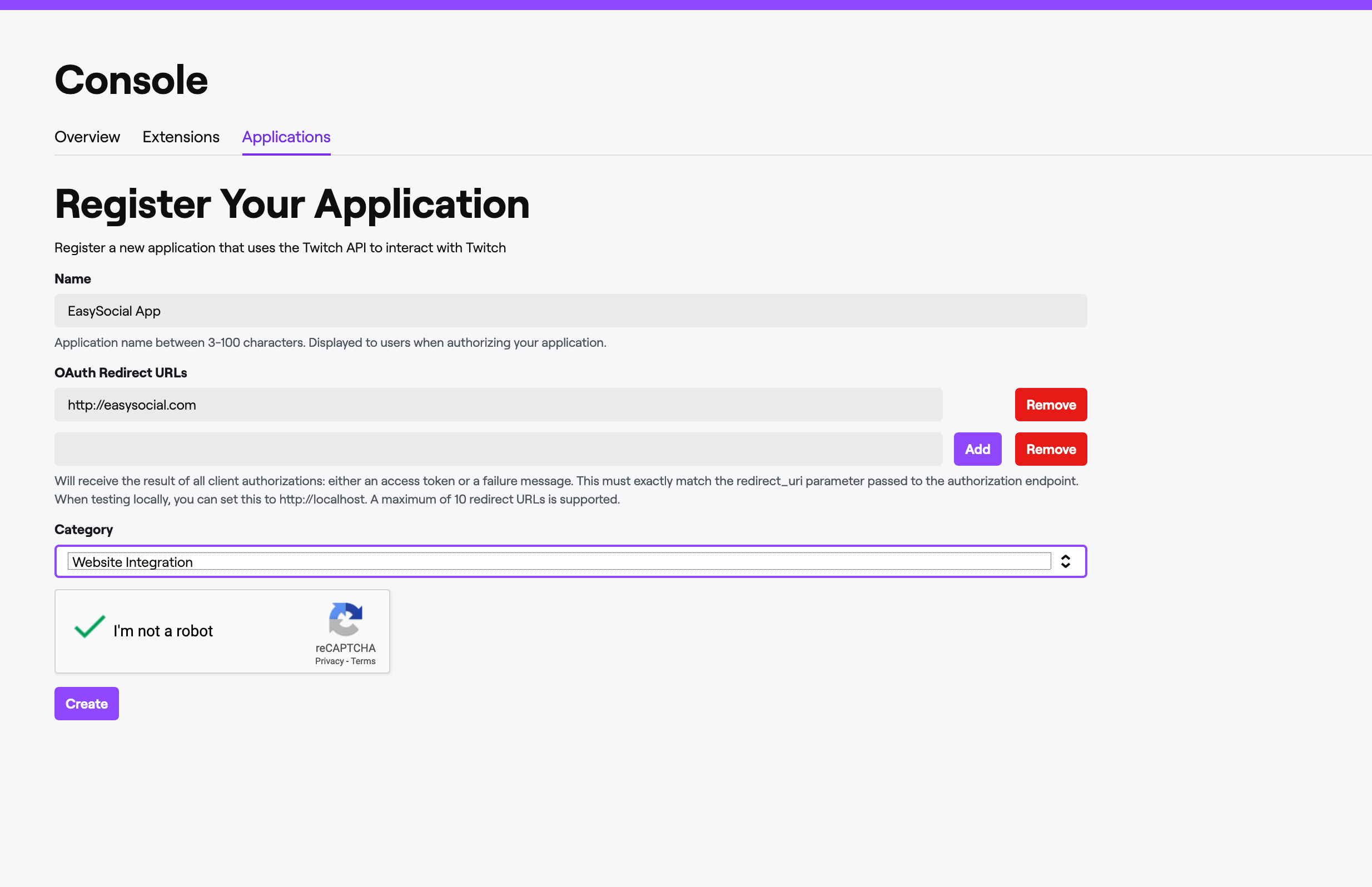 Twitch Registration
