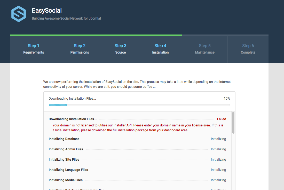 EasySocial Errors Messages