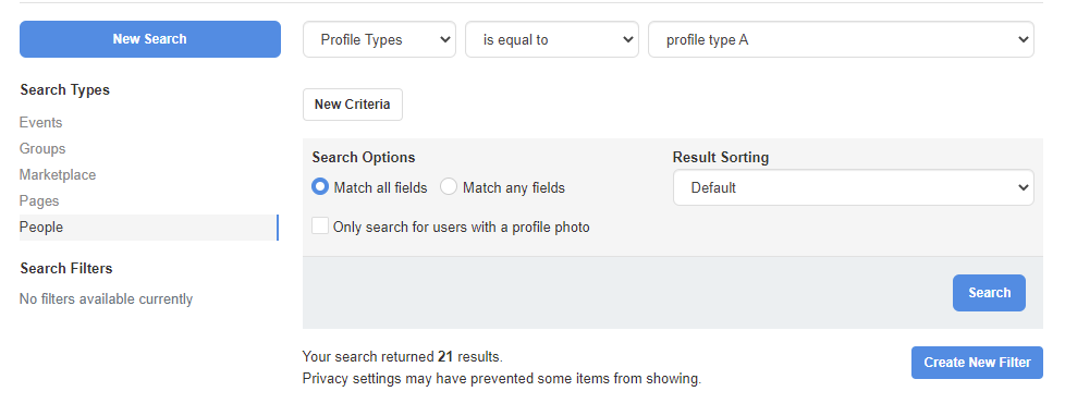 Profile Type Criteria