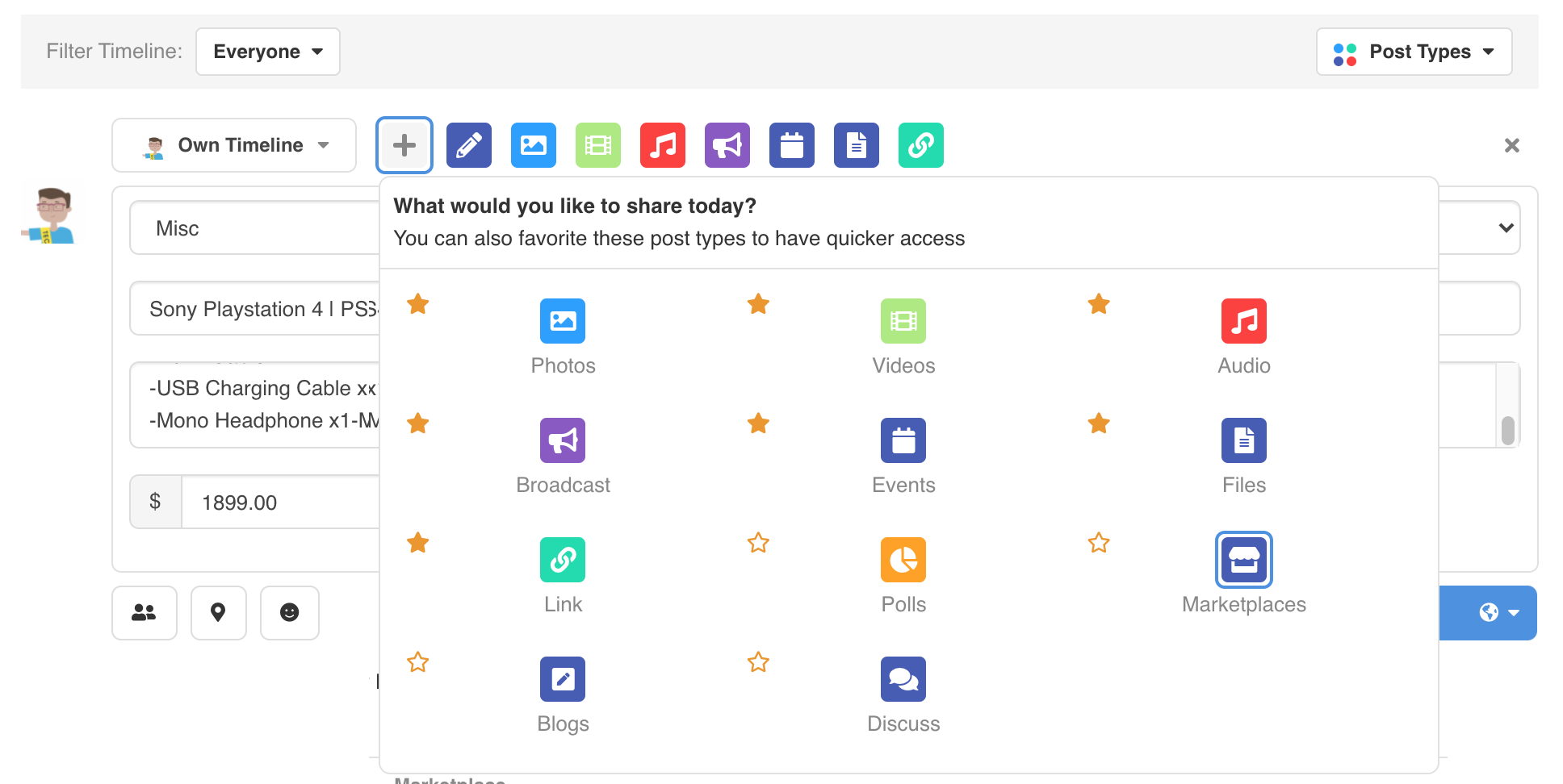 MarketPlaces Story Panel