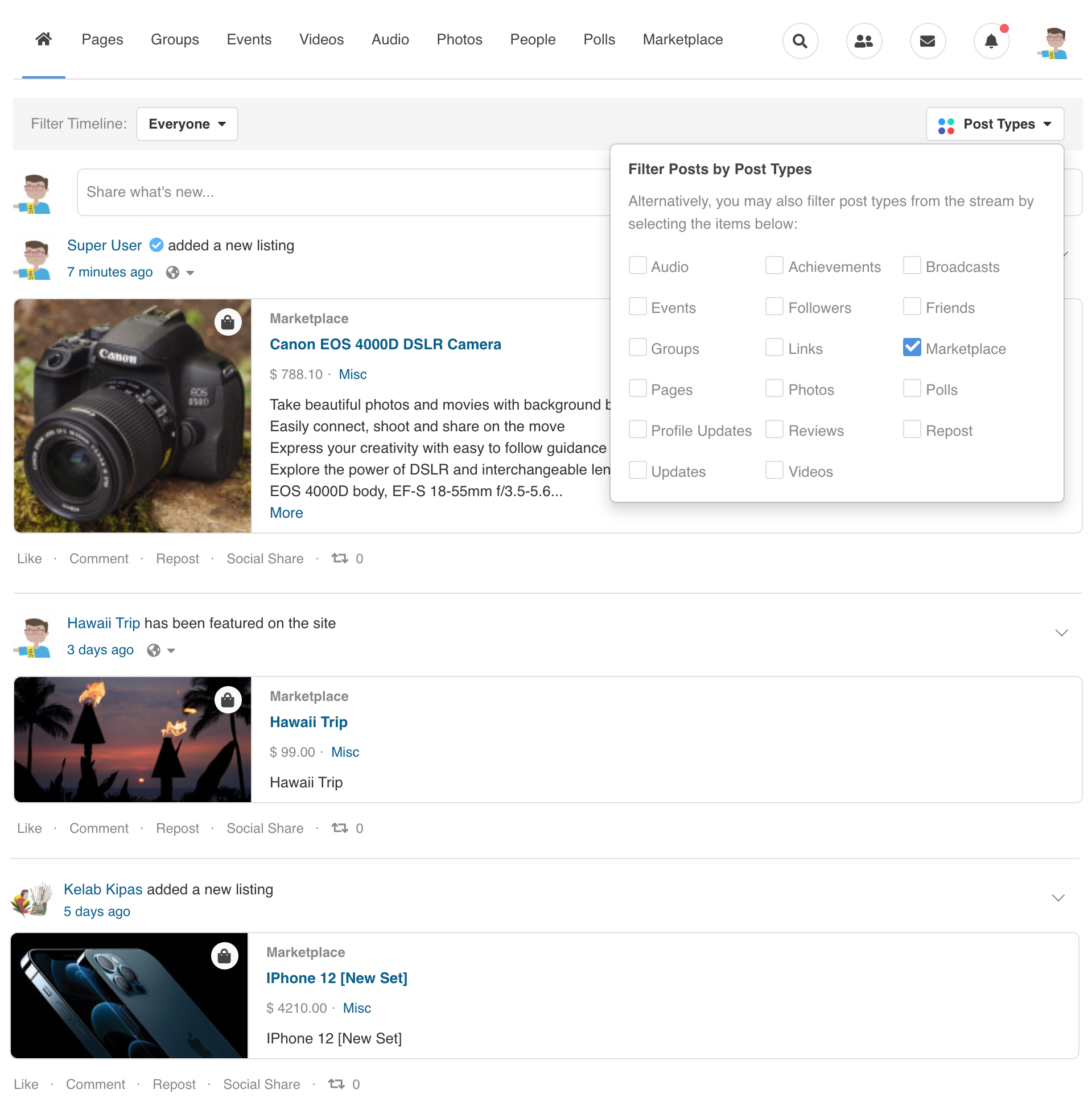 MarketPlaces Stream