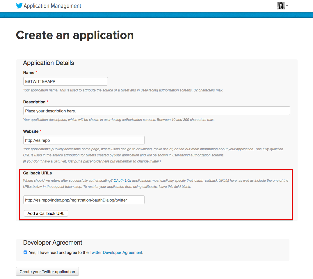 EasySocial Twitter App Configuration