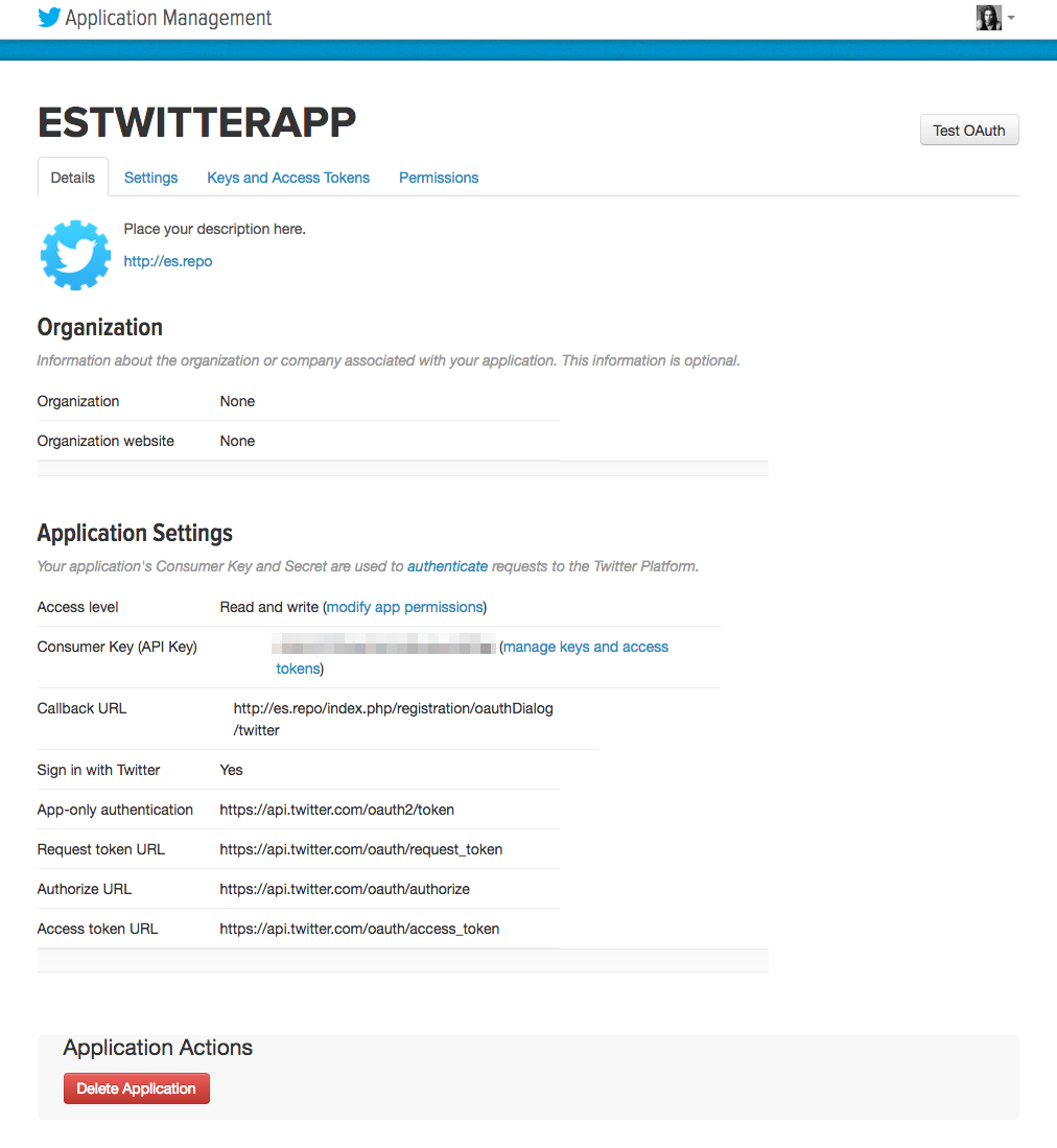 EasySocial Twitter App Configuration