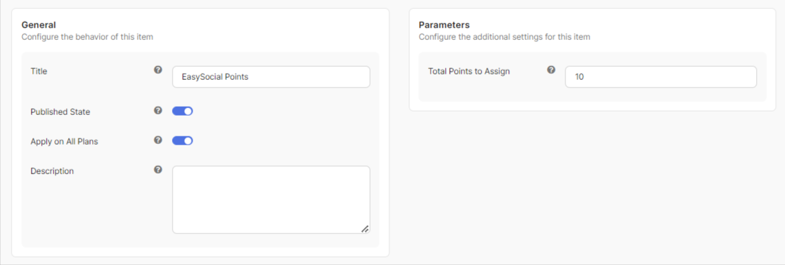 EasySocial Points App Configuration
