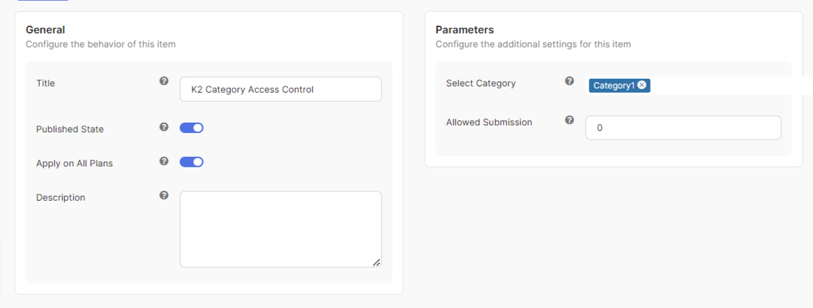 K2 Category Access Control