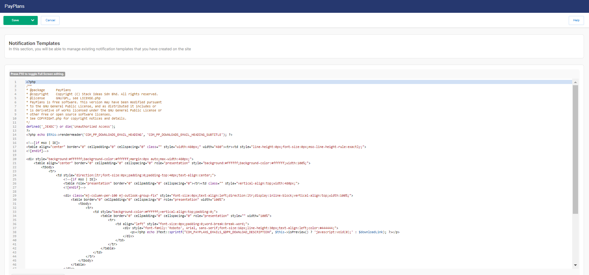 Edit E-mail Templates