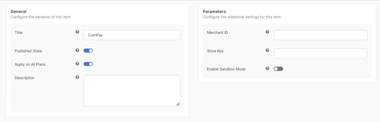 ComPay Payment Configuration