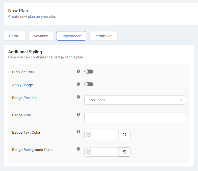 Appearence Settings